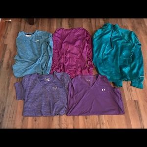Lot of 5 womens athletic style shirts, all size medium